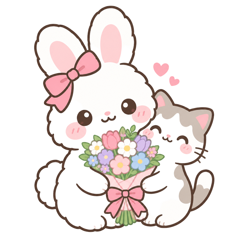 A bunny with flowers